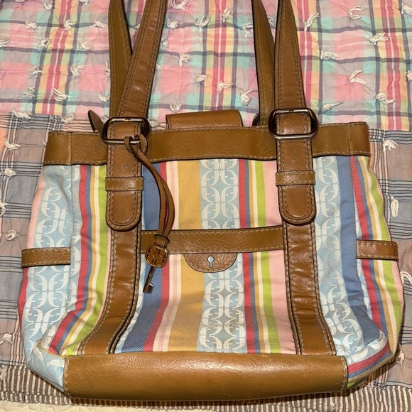 Fossil Striped Multicolor Tote Bag. (BT 1) - Picture 1 of 14